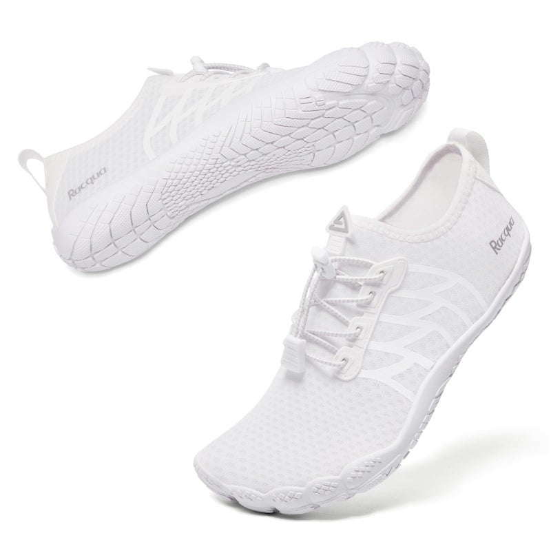 Racqua Water Shoes Lightweight Aqua Shoes Quick-Dry Breathable Swim Shoes Beach Barefoot Outdoor for Women White 10 Women/9 Men - Image 3