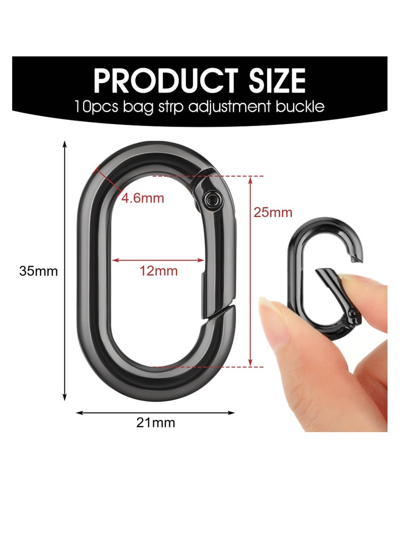 سونسر مشابك معدنية بيضاوية بيضاوية الشكل، 10 علب، مشابك زنبركية شديدة التحمل للأماكن الخارجية والتخييم وطوق الحيوانات الأليفة وحلقة المفاتيح - Image 2