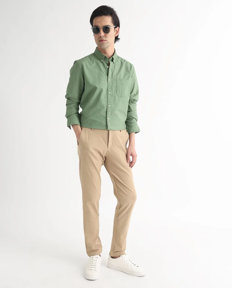 Rare Rabbit Rare Rabbit Men's Auxfo Green Cotton Fabric Full Sleeves Solid Shirt
