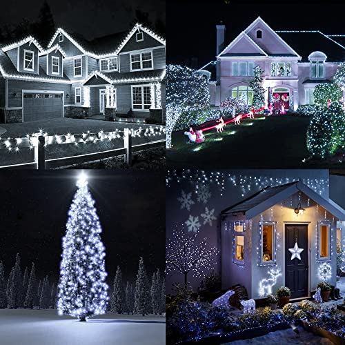 TW SHINE 2 Pack Solar String Lights Outdoor, Total 80 FT 240 LED Solar Powered Waterproof White Fairy Lights 8 Modes for Outside Christmas Party Tree Wedding Yard Decorations - Image 4