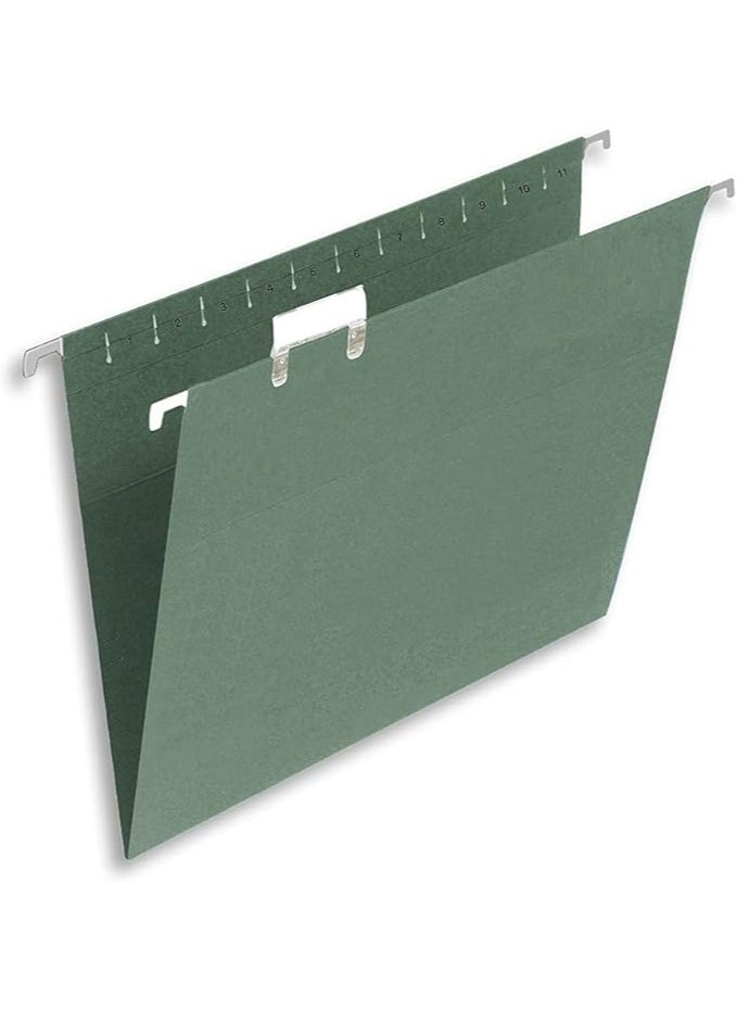 SUPER DEAL Summit Foolscap Tabbed Filing Cabinet Suspension File 50 Piece Green  - Image 1