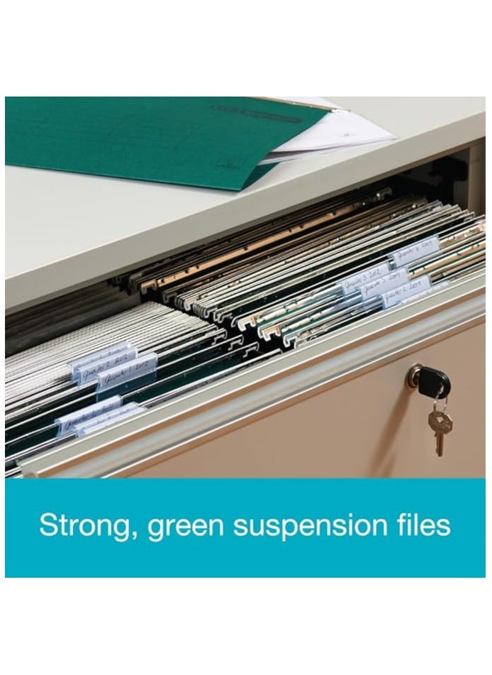 SUPER DEAL Summit Foolscap Tabbed Filing Cabinet Suspension File 50 Piece Green  - Image 2