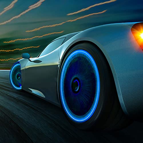 AUGEN 8 Pieces Luminous Auto Dust Tyre Valve Caps Fluorescent Blue Valve Caps Tyre Decoration Car Motorcycle Bicycle Wheel Hub Glowing Valve Covers (Pack of 8) - Image 3