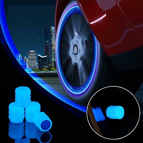 AUGEN 8 Pieces Luminous Auto Dust Tyre Valve Caps Fluorescent Blue Valve Caps Tyre Decoration Car Motorcycle Bicycle Wheel Hub Glowing Valve Covers (Pack of 8) - Image 5