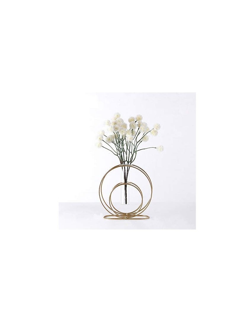 Glass Flower Vase with Metal Frame Stand Modern Creative Geometry Desktop Glass Planter Indoor Décor Hydroponics Plants for Home Desktop Office Garden Wedding Decor - Image 4