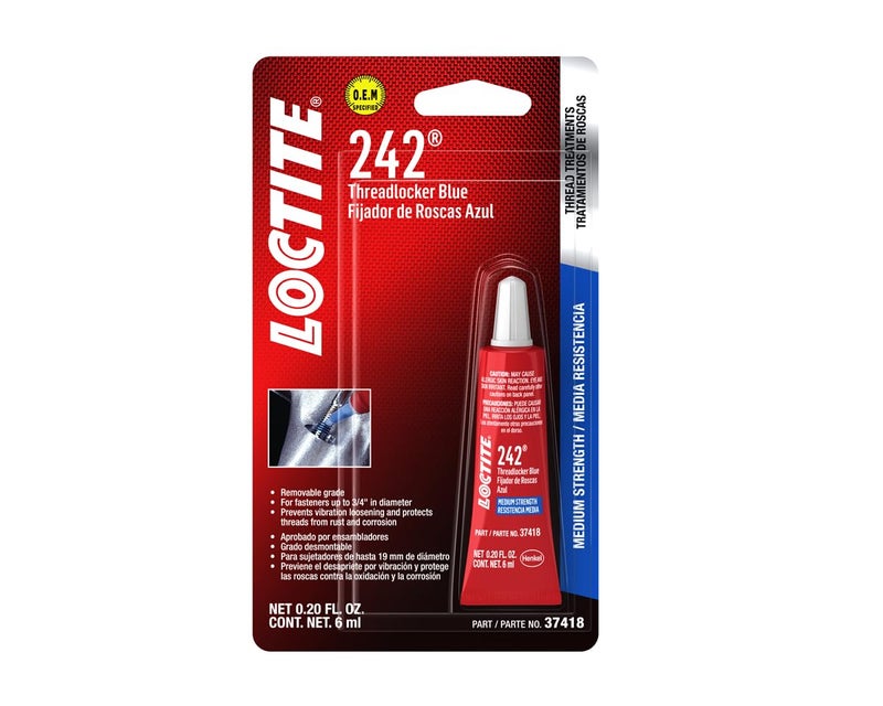 Loctite 242 Threadlocker for Automotive: High-Temp, Medium-Strength, Anaerobic | Blue, 6mL Tube (PN: 37418 - 487229) - Image 1