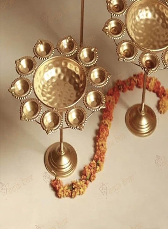 Fine Décor FINE DECOR Taj Urli Stand, Tealight Candle Holder Stand, Floating Flower Diya Stand & Urli Bowl Stand For Diwali Decoration Items For Home Decor, Set Of 3 (Golden) - Image 3