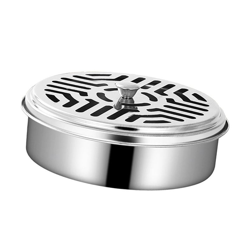 Coil Incense Holder Stainless Steel Fireproof Kick Proof Portable Aromatherapy Round Fly Coil Holder Box with Lid for Home Living Room Office - Image 2
