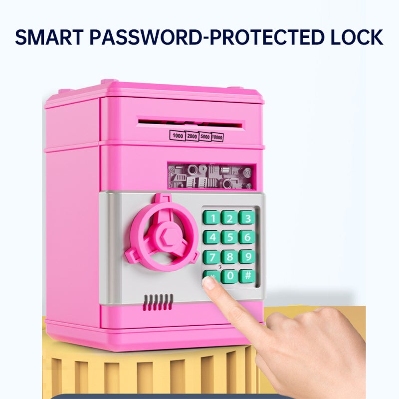 Piggy Bank: Red ABS Material - Automatic Money Slot Secure Password Design for Kids Household Financial Gift - Image 5
