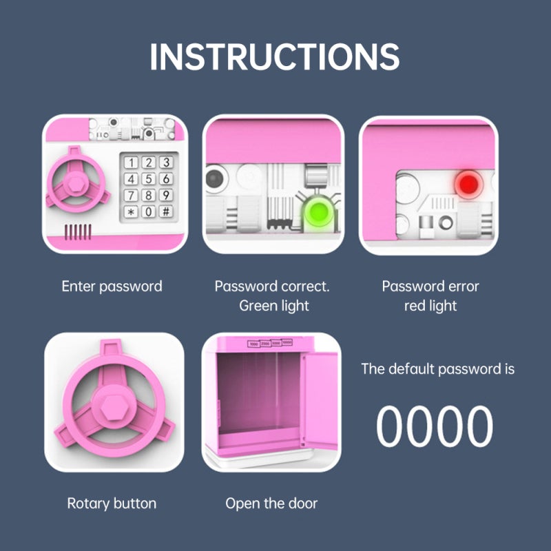Piggy Bank: Red ABS Material - Automatic Money Slot Secure Password Design for Kids Household Financial Gift - Image 2