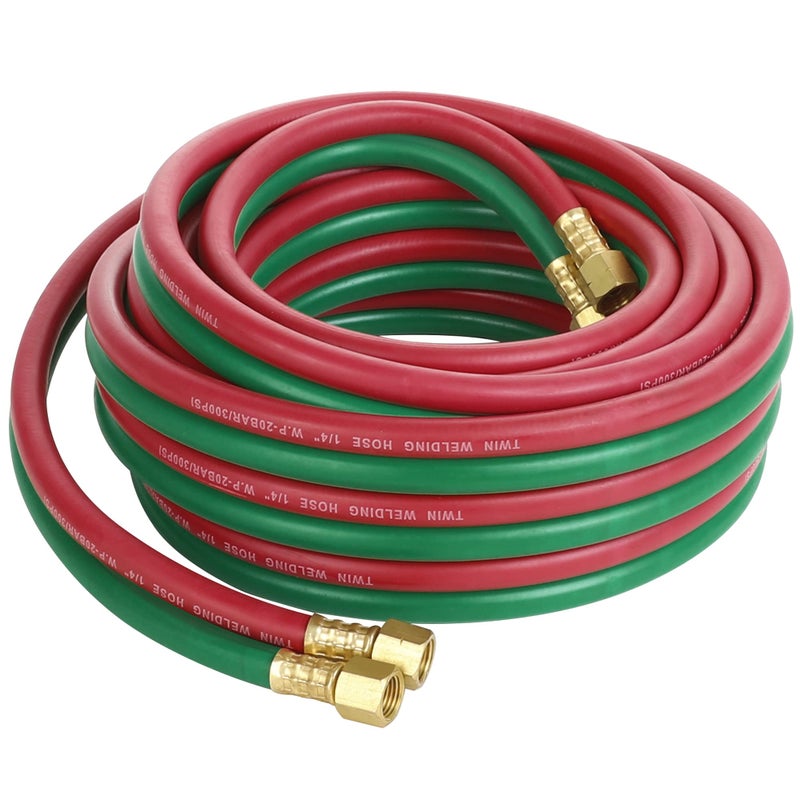 Hromee Oxygen Acetylene Hose 14Inch 25 Feet with 91618 B fittings Welding Cutting Torch Twin Hose - Image 2