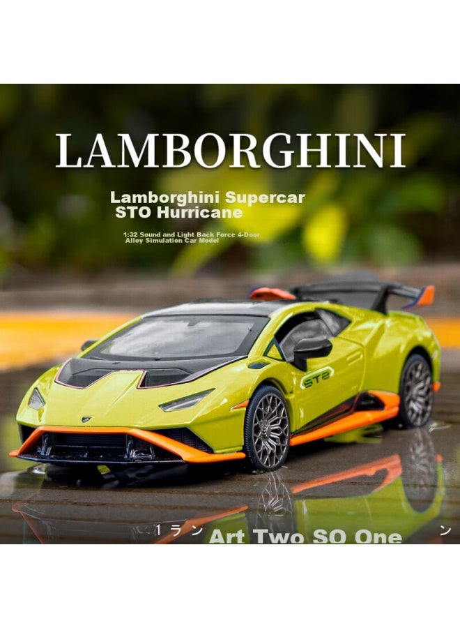 Black Mamba Lamborghini Sto 1：24 Scale Green Car Model, Children's Toy, Alloy Car Collectible, Display Piece, Gift - Image 1