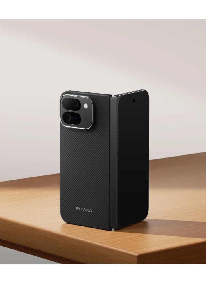 PITAKA - PItaka Google Pixel 9 Series Case, Slim & Light Pixel Fold Case MagSafe, Aramid Fiber Made [MagEZ Case 5 - Fusion Weaving Black/Grey] (Pixel 9 Pro XL) - Image 1