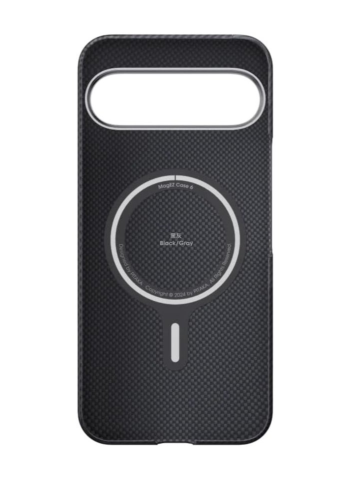 PITAKA - PItaka Google Pixel 9 Series Case, Slim & Light Pixel Fold Case MagSafe, Aramid Fiber Made [MagEZ Case 5 - Fusion Weaving Black/Grey] (Pixel 9 Pro XL) - Image 1