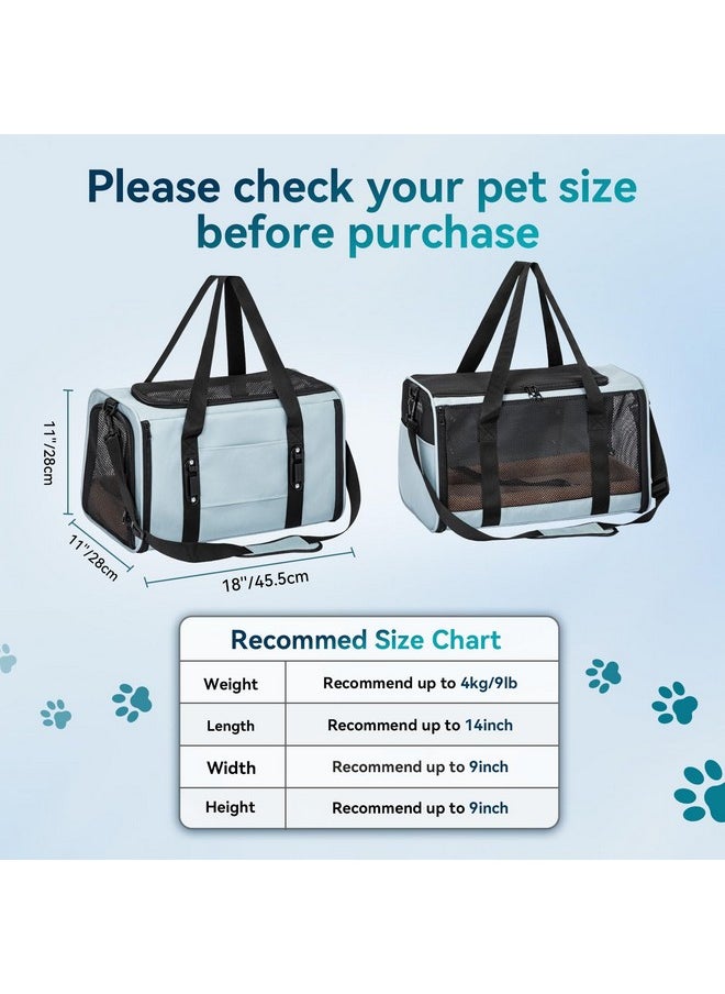 Petsfit Petsfit Airline Approved Soft-Sided Pet Carrier for Cats & Dogs 18"x11"x11" - Lightweight Collapsible Cat Carrier with Patented Car Buckle, Adjustable Strap - 10 lbs Capacity (Cyan Blue)  - Image 2