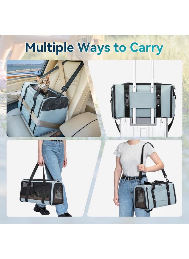 Petsfit Petsfit Airline Approved Soft-Sided Pet Carrier for Cats & Dogs 18"x11"x11" - Lightweight Collapsible Cat Carrier with Patented Car Buckle, Adjustable Strap - 10 lbs Capacity (Cyan Blue)  - Image 5
