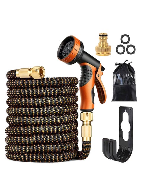 خرطوم حديقة قابل للتوسعة سعة 100 قدم خرطوم مياه خفيف الوزن مضاد للتسرب مع فوهة 10 وظائف بدون ثنيات مع تركيبات نحاسية سعة 3/4 بوصة 2500D خرطوم حديقة خارجية متين لحديقة غسيل السيارات حمام الحيوانات المن