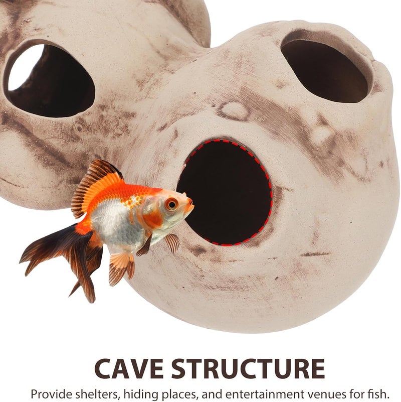 Fish Tank Cichlid Cave: Cichlid Betta Hiding Shelter Aquarium Hideaway - Ceramic Fish-Spawning Hideout Breeding Cave - Shrimp Breeding Hideout to Play, Hide and Rest - Image 3