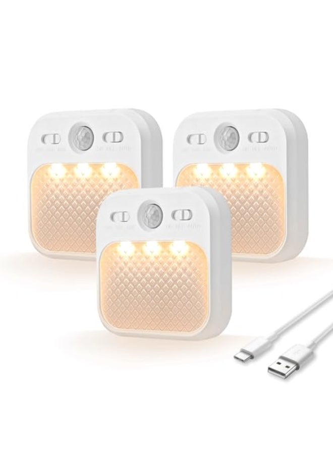 MERTTURM Motion Sensor Night Light, Wireless Rechargeable LED Night Light Indoor, 3 Sensor ModesAdjustable Brightness (30days Standby), Stairs/Bedroom/Bathroom/Hallway Light for Kids, Adult 【3 Pack】 - Image 1