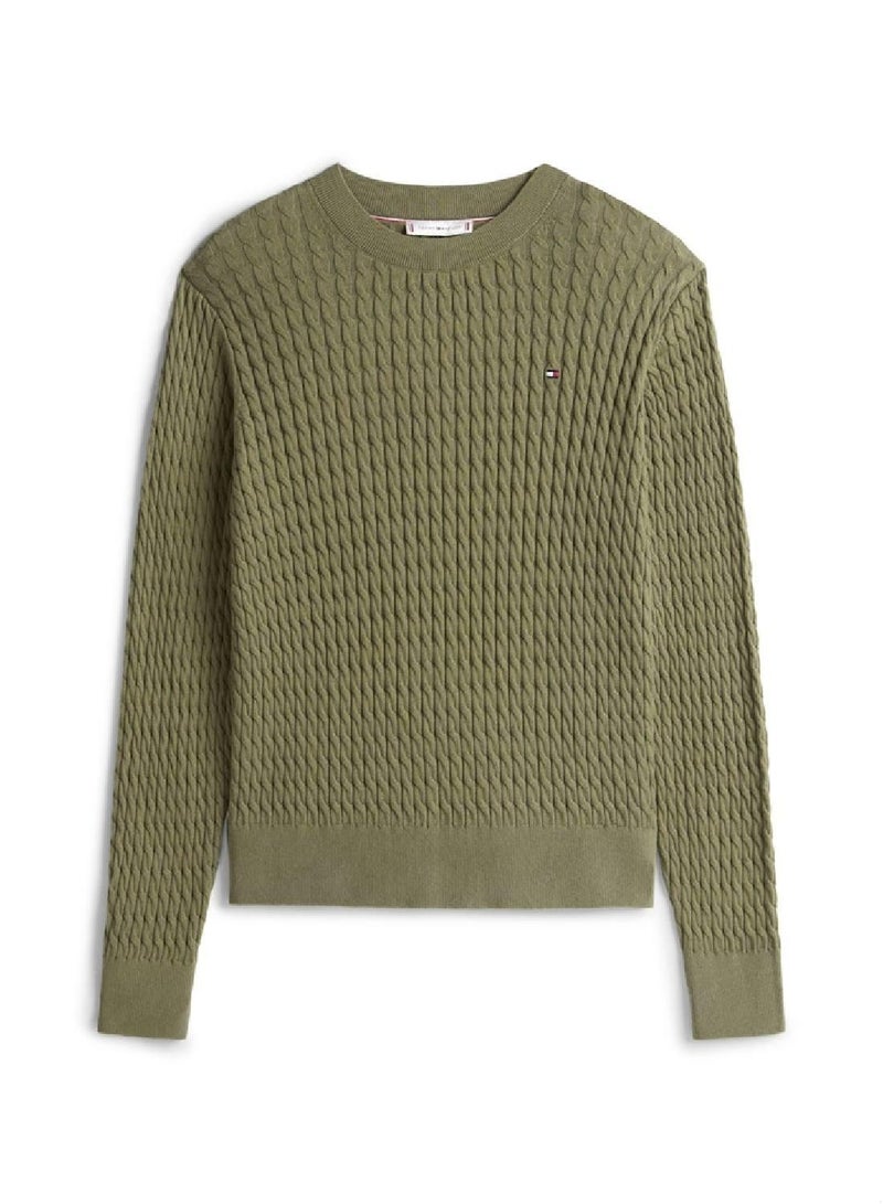 TOMMY HILFIGER Fine Cable Knit Crew Neck Jumper - Image 4