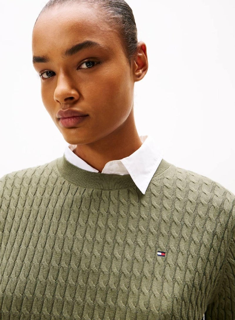 TOMMY HILFIGER Fine Cable Knit Crew Neck Jumper - Image 5