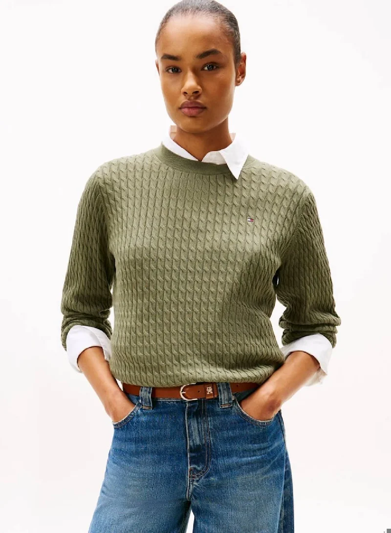 Fine Cable Knit Crew Neck Jumper