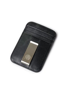 Minimalist Wallet, Slim Leather Wallet for Men Women, Credit Card Holder Wallet, RFID Blocking Front Pocket Wallet Gift for Husband Dad Wife Boyfriend Slim Money Clip Wallet (Black)
