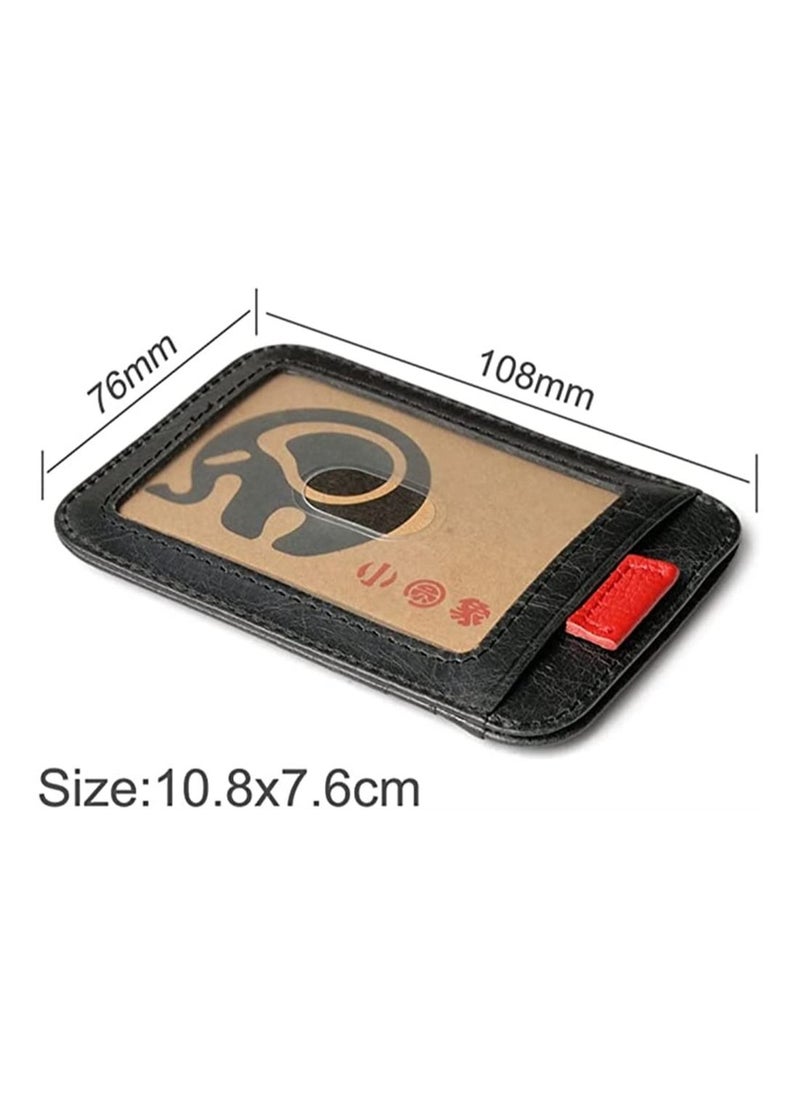 SYOSI - Minimalist Wallet, Slim Leather Wallet for Men Women, Credit Card Holder Wallet, RFID Blocking Front Pocket Wallet Gift for Husband Dad Wife Boyfriend Slim Money Clip Wallet (Black) - Image 1