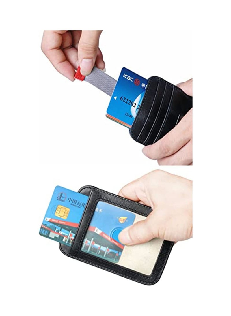SYOSI - Minimalist Wallet, Slim Leather Wallet for Men Women, Credit Card Holder Wallet, RFID Blocking Front Pocket Wallet Gift for Husband Dad Wife Boyfriend Slim Money Clip Wallet (Black) - Image 1