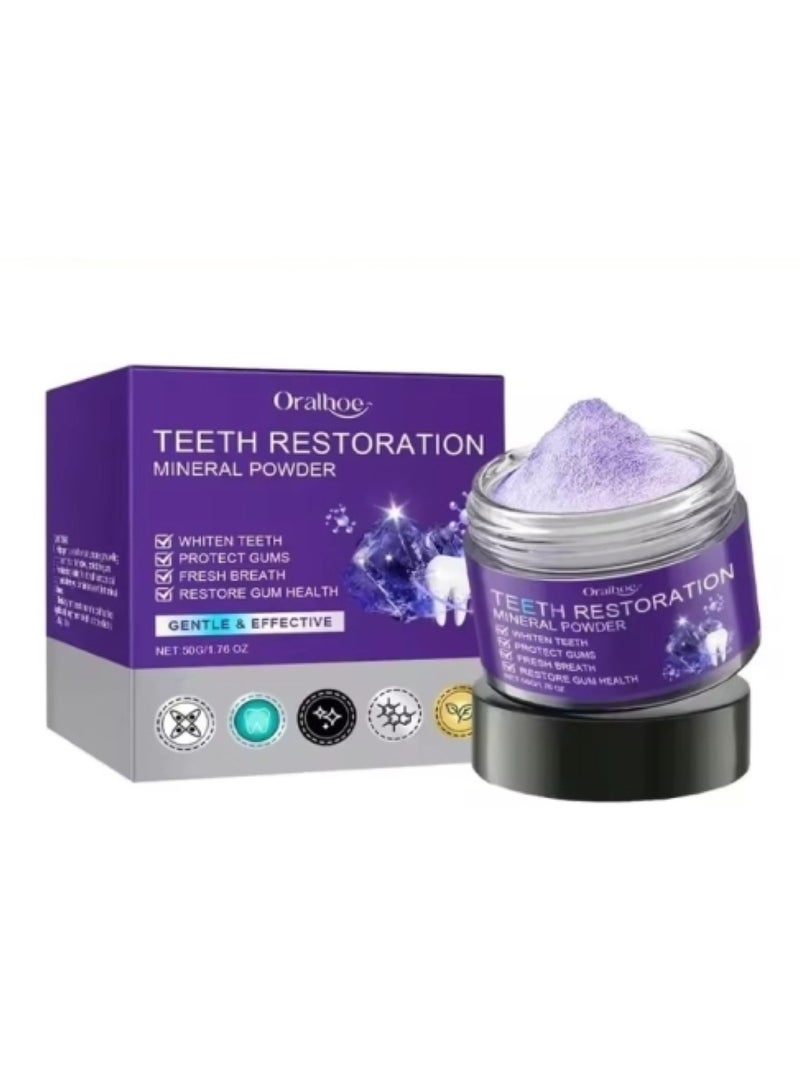 ORALHOE Teeth Restoration Mineral Powder, Teeth Whitening Mineral Powder, Effective in strengthening Teeth and Gums, Freshen Breath, Removing Stains (1PCS) - Image 1