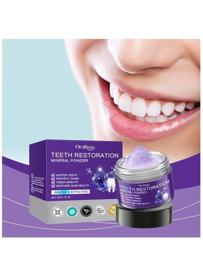 ORALHOE Teeth Restoration Mineral Powder, Teeth Whitening Mineral Powder, Effective in strengthening Teeth and Gums, Freshen Breath, Removing Stains (1PCS) - Image 2