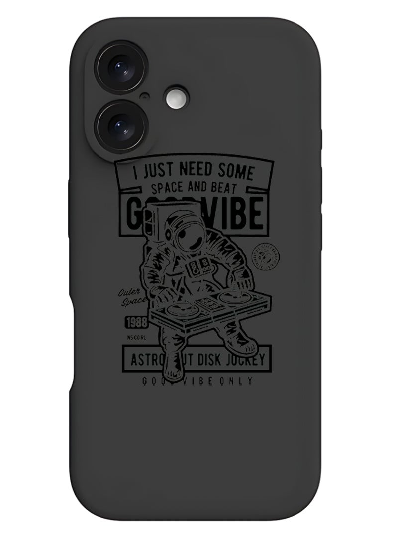 Theodor iPhone 16 Black Protective Slim Fit Case Liquid Silicone Cover with Full Body Protection Anti-Scratch Shockproof Case For iPhone - Good vibe - Image 1