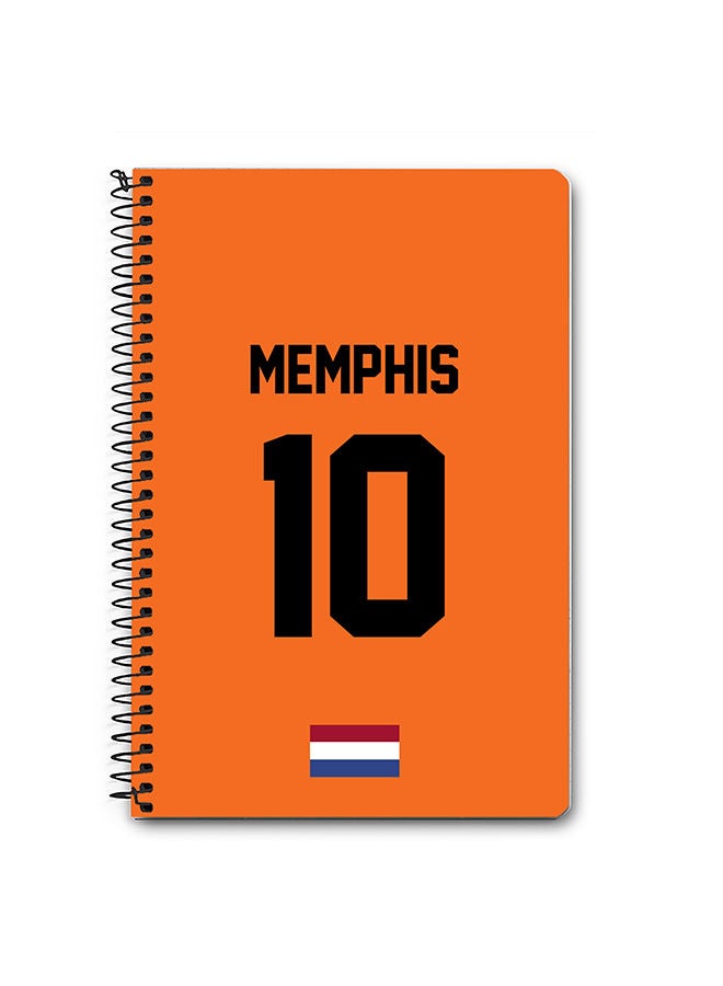 Stylizedd Designer A5 Spiral Notebook Memo Notepad Journal - Football Team - Netherlands Player Name - Memphis - Image 1