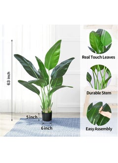 Generic Artificial Bird of Paradise Plant,Faux Palm Tree with Real Touch Leaves and Adjustable Branches,Fake Plants for Home Office Indoor Outdoor Decor (160cm)  - Image 2