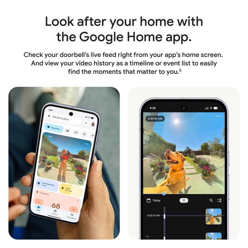 Google Nest Doorbell (Wired, 3rd Gen) - 2K Video and Gemini, Live View, Night Vision, 2-Way Audio - Works with Google Home - 2025 Model - Hazel - Image 3
