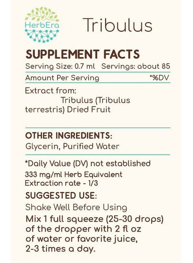 HerbEra مستخلص الأعشاب تريبولوس B60 خالي من الكحول - قطرات سائلة مركزة طبيعية من تريبولوس (تريبولوس تيرستريس) فاكهة مجففة (2 أونصة سائلة)  - Image 3