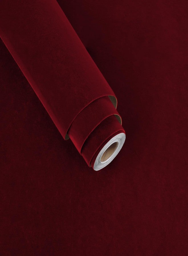 Wallderful Dark Red Fabric Velvet Wallpaper Soft Felt Drawer Liners Self Adhesive Velvet Flocking Liner Contact Paper for Jewelry Box Cabinets Shelves Walls Arts & Crafts Gift Felt Wrapping Box DIY - Image 1