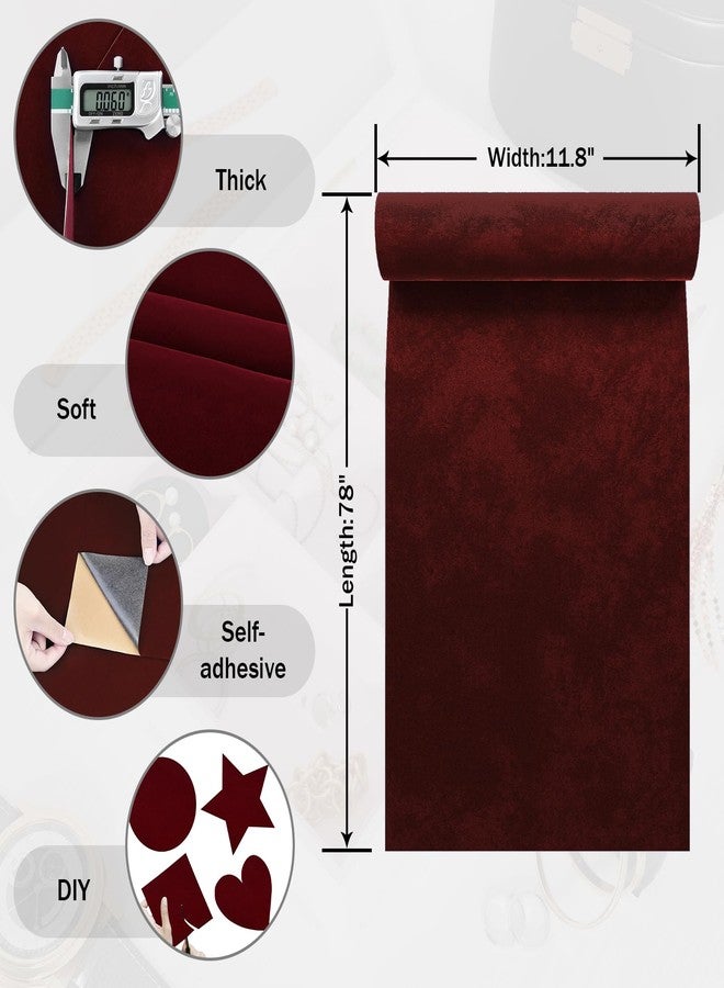 Wallderful Dark Red Fabric Velvet Wallpaper Soft Felt Drawer Liners Self Adhesive Velvet Flocking Liner Contact Paper for Jewelry Box Cabinets Shelves Walls Arts & Crafts Gift Felt Wrapping Box DIY - Image 4