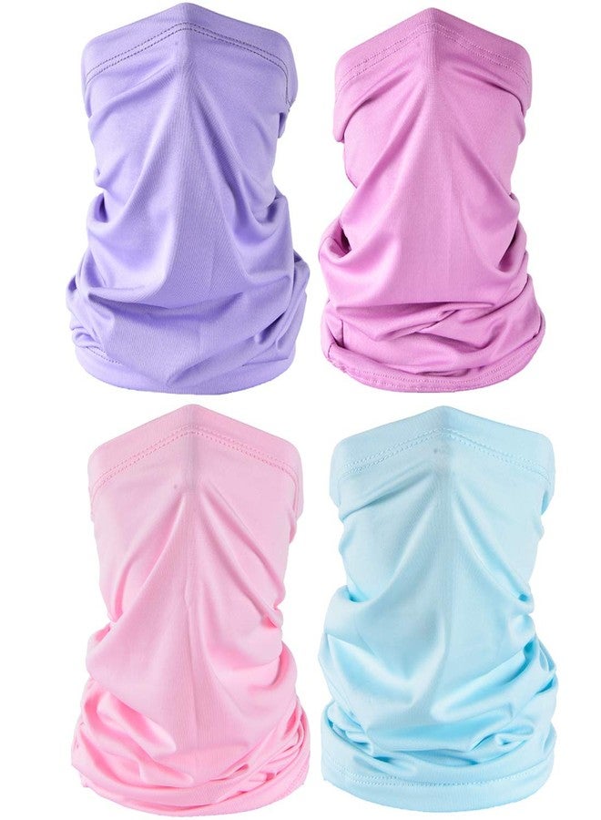 Leamekor UV Face Cover Neck Gaiter Mask Dust Protection Magic Scarf Wind Bandana Balaclava for Summer Running Fishing Biking (4PCS Purple+Rose+Pink+Light Blue) - Image 1