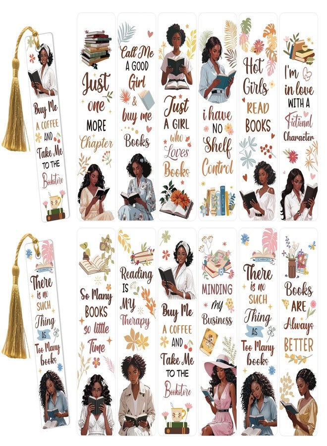 AFRITEE 24 Sheets UV DTF Bookmark Wraps, Black Girl Aesthetic UV DTF Stickers for Blank Bookmark, Motivational Saying Transfer Sticker Decal DIY Acrylic Bookmarks Decoration Gift for Book Lovers - Image 1