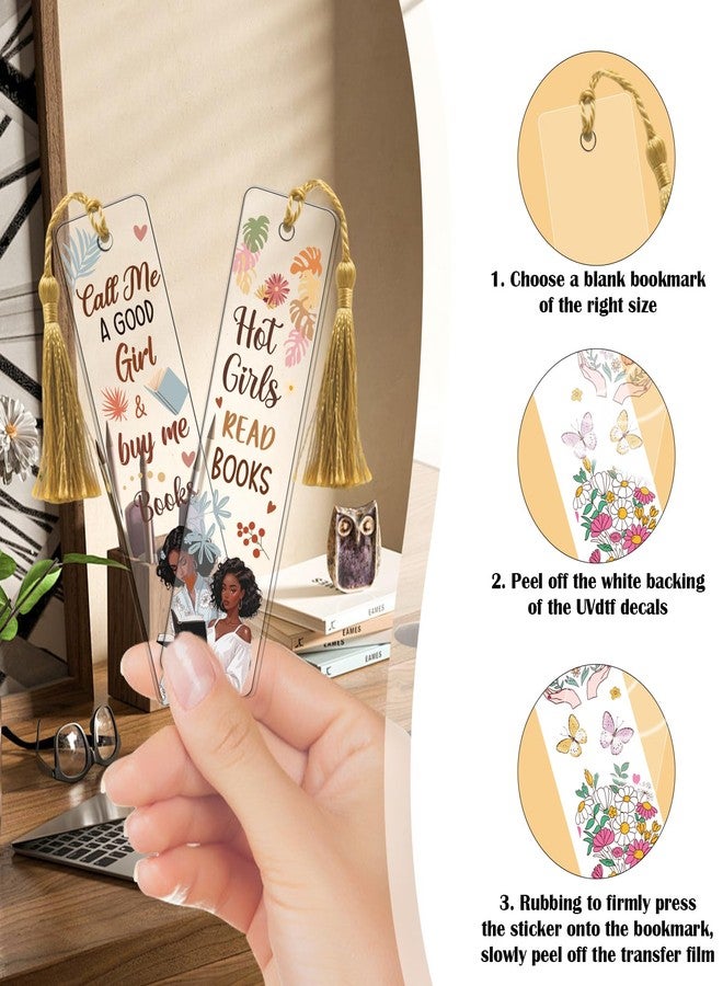 AFRITEE 24 Sheets UV DTF Bookmark Wraps, Black Girl Aesthetic UV DTF Stickers for Blank Bookmark, Motivational Saying Transfer Sticker Decal DIY Acrylic Bookmarks Decoration Gift for Book Lovers - Image 5