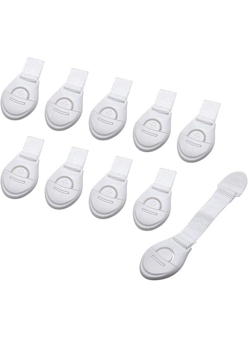 10 - Pieces Baby Safety Lock Latches Door Cupboard Cabinet Fridge Drawer - White - Image 2