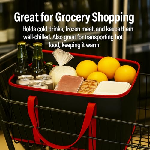 musbus 2Pk Trunk Organizer for Car Insulated Reusable Grocery Bags, Collapsible Cooler Bag for Groceries, Heavy Duty Large Insulated Bag (Large, Charcoal Black) - Image 3