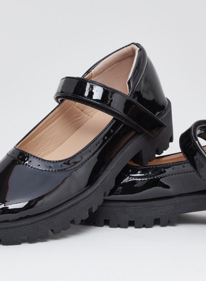 ستايلي حذاء ماري جين أسود لامع بكعب منصة للبنات - Image 3