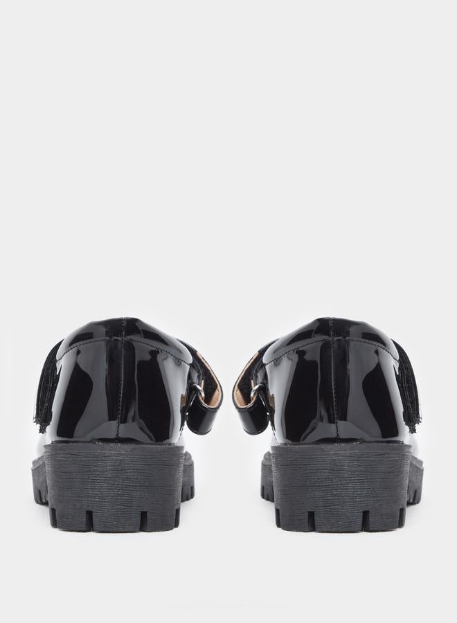 ستايلي حذاء ماري جين أسود لامع بكعب منصة للبنات - Image 4