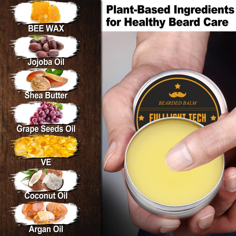 FULLLIGHT TECH Beard Balm, 2 Pack - Citrus Scent - Coconut, Argan, Jojoba Oils - Styles, Hydrates & Smooths Beards & Mustaches - Beard Styling Balm - Gifts for Men - Image 2