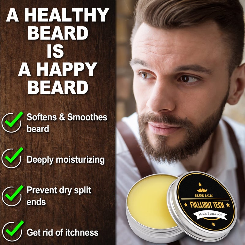 FULLLIGHT TECH Beard Balm, 2 Pack - Citrus Scent - Coconut, Argan, Jojoba Oils - Styles, Hydrates & Smooths Beards & Mustaches - Beard Styling Balm - Gifts for Men - Image 3