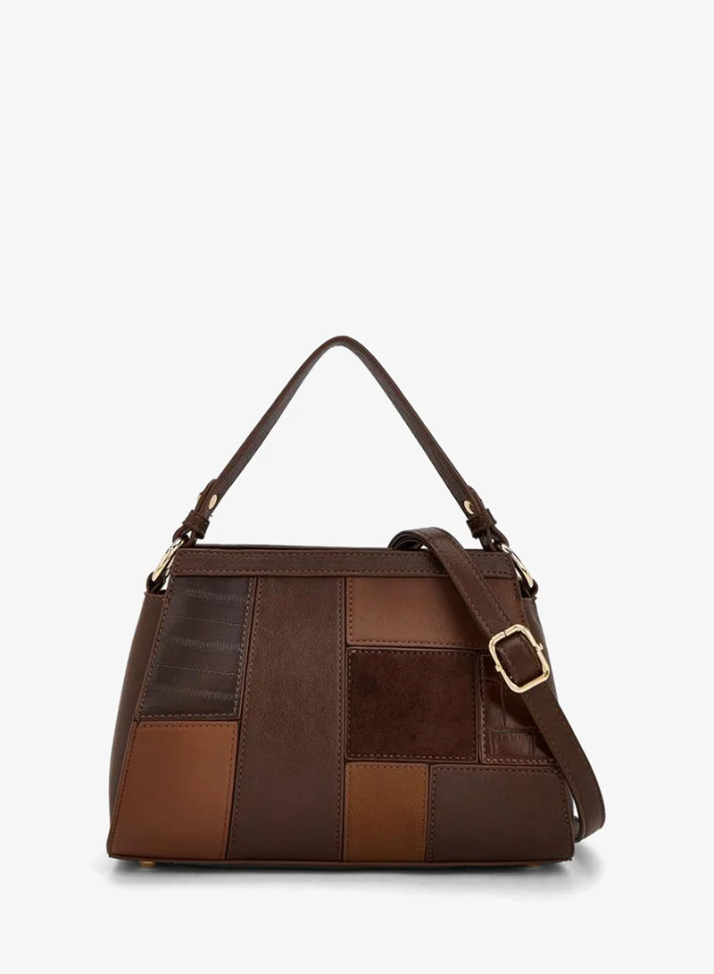 Panelled Shoulder Bag With Zip Closure