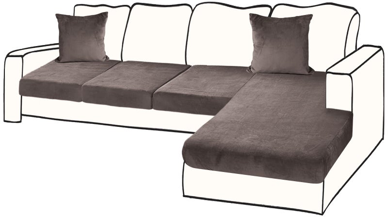 BT.WA Sectional Couch Covers for 4-Piece Seat Cushion Velvet Separate L Shape Couch Cover Stretch Sofa Slipcover with 2 Pieces Pillowcases Furniture Protector (Sofa 3 Seater + 1 Chaise  Coffee) - Image 1