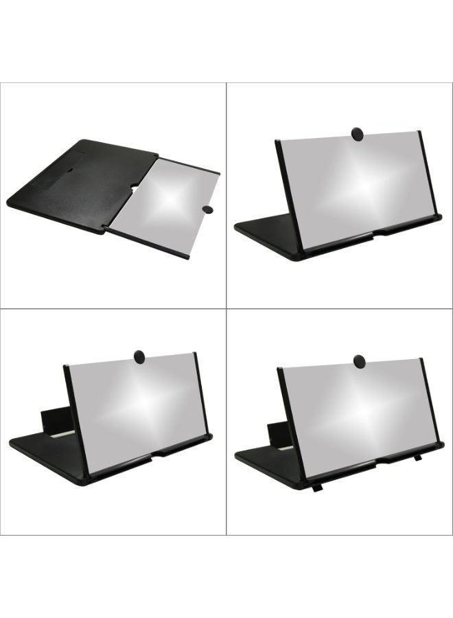 12" Mobile Phone Screen Magnifier，3D HD Mobile Phone Magnifier Projector Screen for Movies, Videos, Foldable Phone Stand with Screen Amplifier，Supports All Smartphones (Black, 12 inches) - Image 4